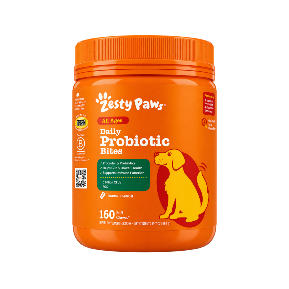 Zesty Paws Probiotic Bites for Dogs, Bacon Flavor, 160-count
