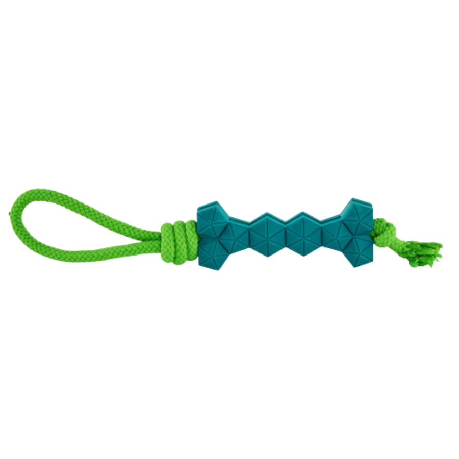 Rubber Bone & Rope Dog Toy