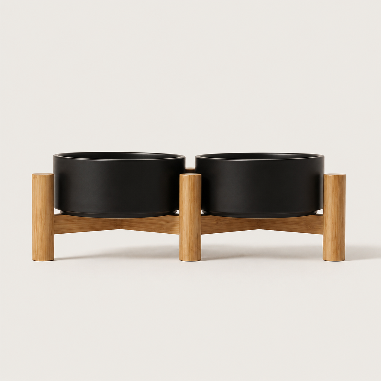 BLACK & GREY DOUBLE BOWL