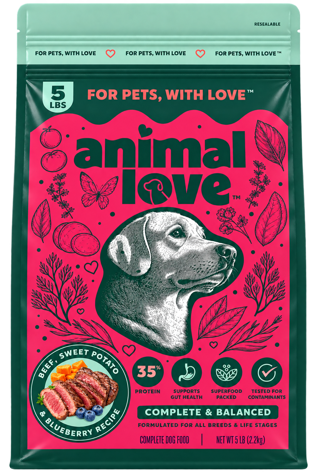Animal Love Beef Sweet Potato & Blueberry Recipe Complete Dog Food