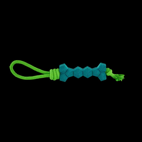 Rubber Bone & Rope Dog Toy